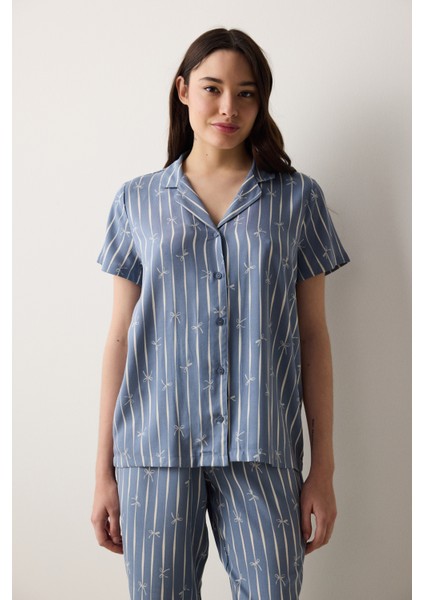 Freya Gömlek Pantolon Gri Pijama Takımı