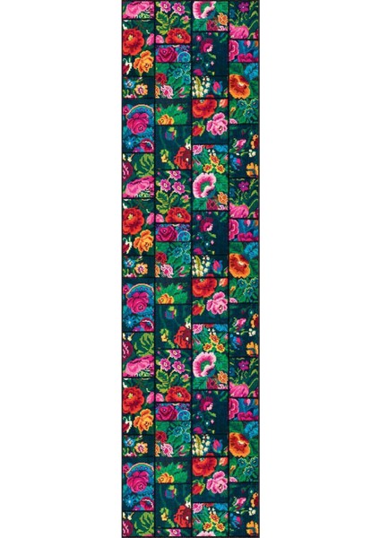 Renkli Kaymaz Patchwork Kesme Rulo Özel Ölçülü Yolluk AR667