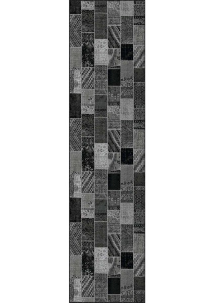 Füme Kaymaz Patchwork Kesme Rulo Özel Ölçülü Yolluk AR321