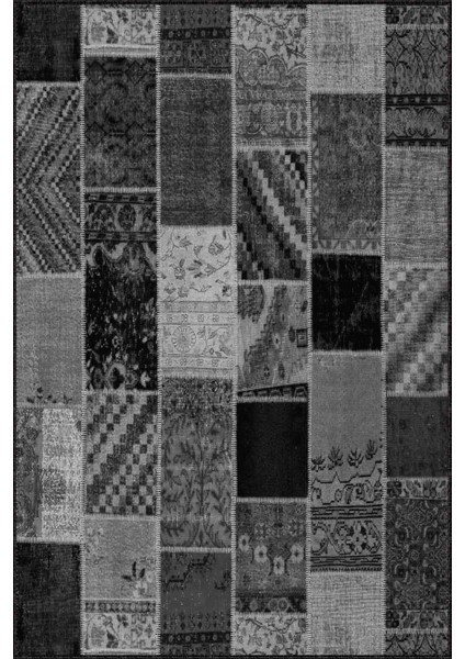 Füme Kaymaz Patchwork Kesme Rulo Özel Ölçülü Yolluk AR321