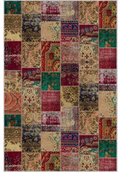 Renkli Kaymaz Patchwork Kesme Rulo Özel Ölçülü Yolluk AR267