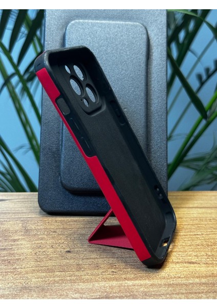Apple iPhone 13 Ultra Darbe Emici Kamera Koruma Çerçeveli Mıknatıs Stand Özellikli Gennshockstand Kılıf
