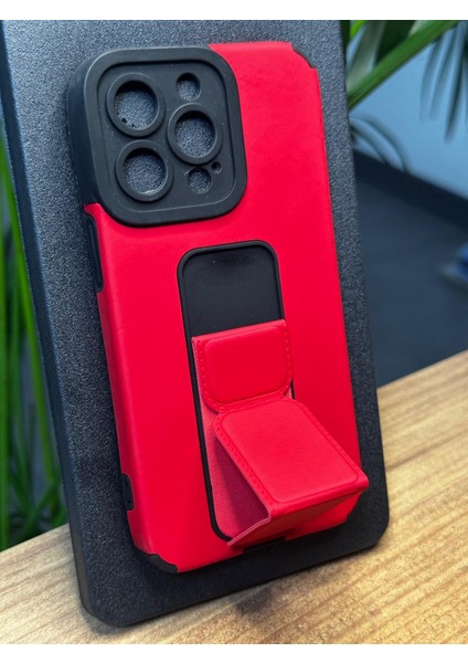 Apple iPhone 13 Pro Ultra Darbe Emici Kamera Koruma Çerçeveli Mıknatıs Stand Özellikli Gennshockstand Kılıf