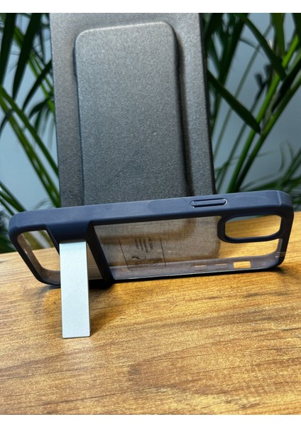 Apple iPhone 11 A+ Ultra Darbe Emici Premium Silikon Çerçeve Özel Sararmaz Arka Sert Kapak Metal Stand Özellikli Gennkıckstand Kılıf