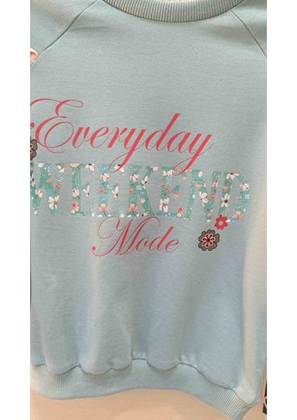 Kız Çocuk Kolları Fırfırlı Çiçekli Sweatshirt fiyatları