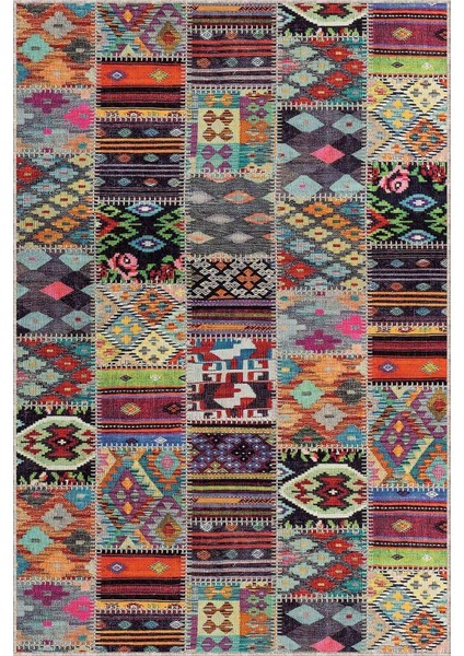 Renkli Kaymaz Patchwork Kesme Rulo Özel Ölçülü Yolluk AR980 modelleri