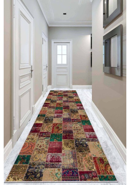 Renkli Kaymaz Patchwork Kesme Rulo Özel Ölçülü Yolluk AR267