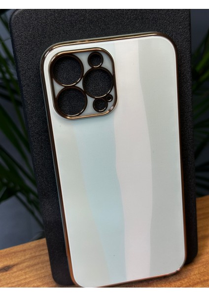 Apple iPhone 13 Pro Özel Renkli Tasarım Cam Arka Kapak Kamera Çerçeve Koruyuculu Silikon Yapı Gennluna Kılıf Sb