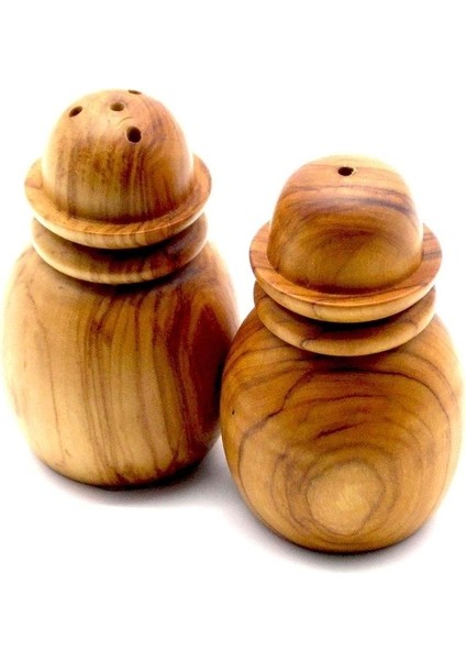 Ahşap Tuzluk Biberlik Seti Zeytin Ağacı