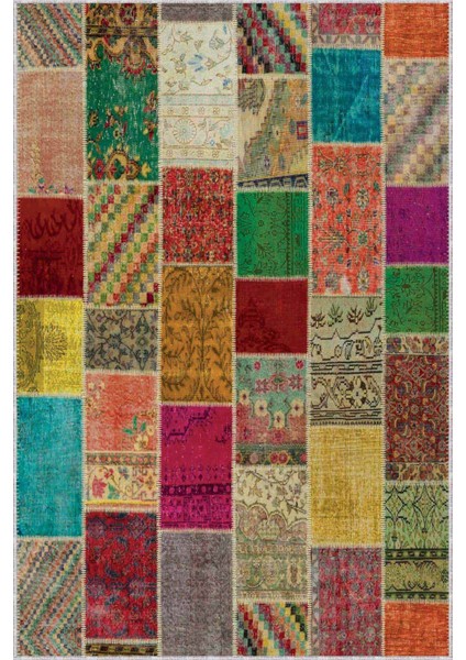 Renkli Kaymaz Patchwork Kesme Rulo Özel Ölçülü Yolluk AR320
