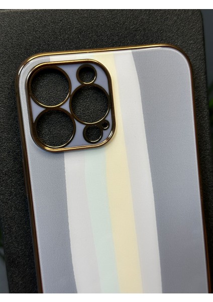 Apple iPhone 13 Pro Özel Renkli Tasarım Cam Arka Kapak Kamera Çerçeve Koruyuculu Silikon Yapı Gennluna Kılıf Ms