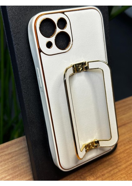 Apple iPhone 13 Ultra Lüks Dış Deri Kaplama Iç Silikon 360° Kelebek Stand Özellikli Gennelıt Kılıf