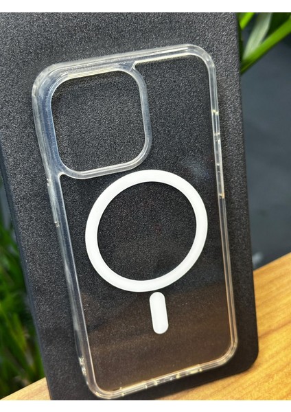Apple iPhone 15 Pro Max Kılıf Magsafe Wireless Kablosuz Sarj Destekli Sert Şeffaf Darbe Emici Kapak Gennslımshock fiyatları