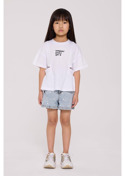 Bg Store Kız Çocuk Beyaz Tshirt