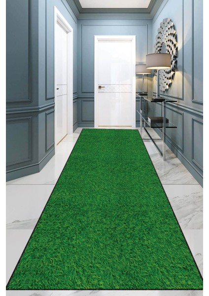 Yeşil Kaymaz 3D Üç Boyutlu Çim Balkon Halısı Yolluk AR1351
