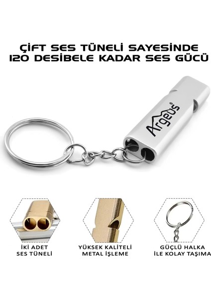 Argeus Anahtarlıklı Alüminyum Acil Durum Düdüğü Gümüş fiyatları