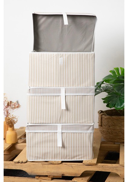 Kapaklı Mini 3'lü Hurç 40X30X26 - Kahverengi