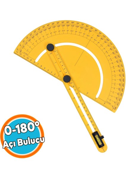 Plastik Açı Bulucu Ölçer Gönye 0-180° Derinlik Kare Köşe Cetvel Ölçme Kaynakçı Mimar Marangoz Çizim