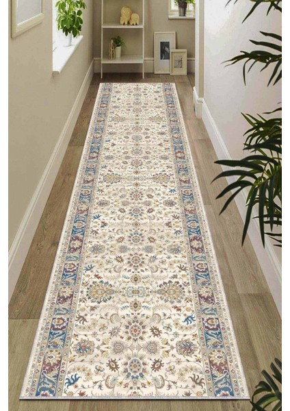 Krem Kaymaz Klasik Motifli Kesme Rulo Özel Ölçü Yolluk AR657