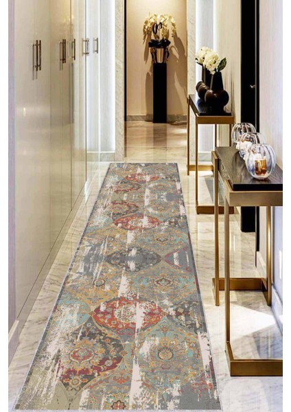 Renkli Kaymaz Klasik Motifli Özel Ölçü Rulo Yolluk AR650