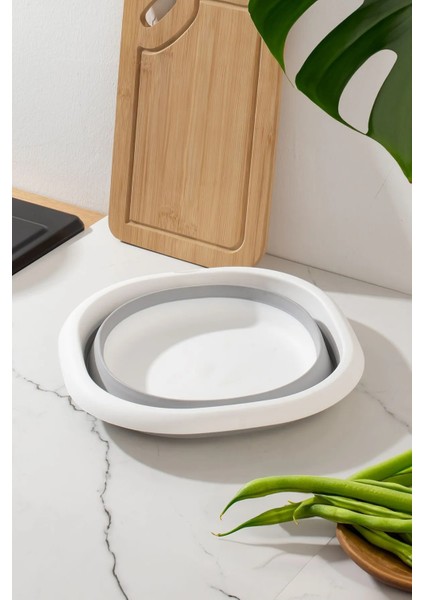Çok Amaçlı Katlanır Badya Akordiyon Leğen 5 Litre Beyaz Gri modelleri