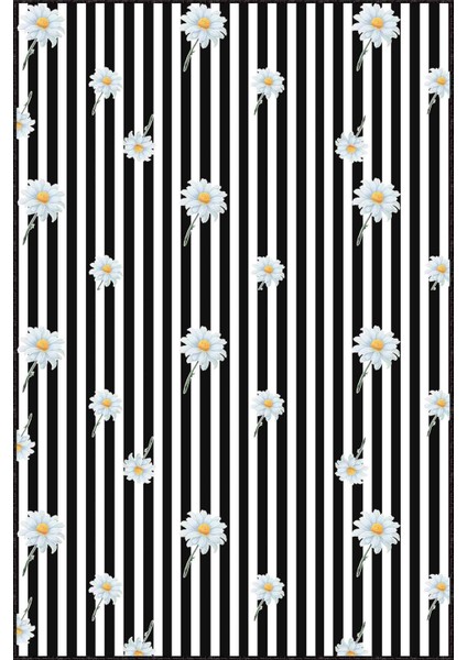 Beyaz Kaymaz Papatyalı Kesme Rulo Özel Ölçülü Yolluk VH100 modelleri