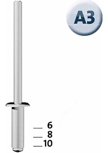 Kör Perçin Alüminyum 3 x 6 mm 30 Lu Paket