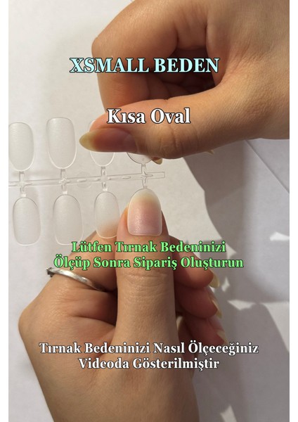 100 Adet Jel Tips XSMALL Beden OVAL KISA Takma Tırnak Seti Özel Kutuda ve Yapıştırıcı Hediyeli
