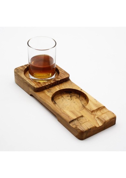 Ahşap Dikdörtgen Puro Küllük ve Bardak Sunum Tablası - Zeytin Ağacı fiyatları