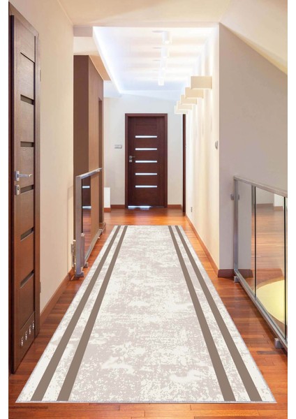 Bej Kaymaz Çerçeveli Kesme Rulo Özel Ölçülü Yolluk AR1489