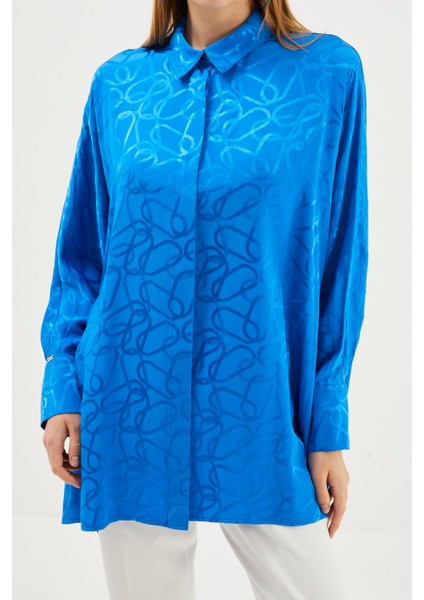 Desenli Saks Gömlek G-0076