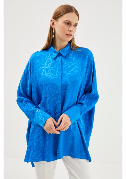 Desenli Saks Gömlek G-0076