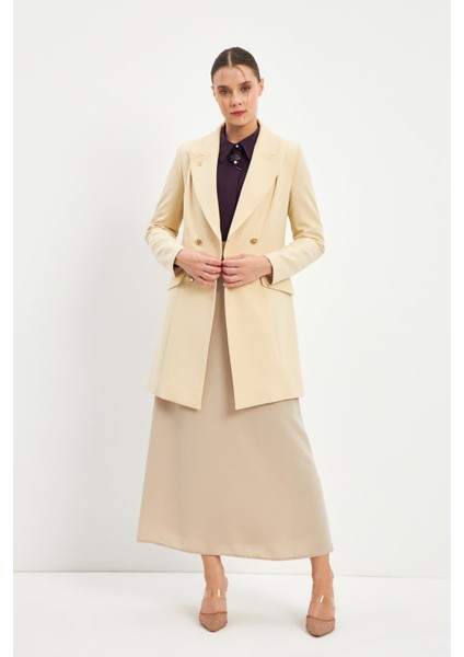 Kruvaze Yaka Blazer Ekru Ceket C-0052