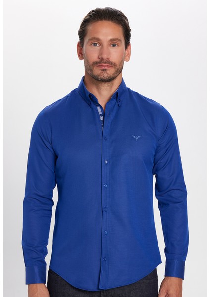 Slim Fit Dar Kesim Uzun Kol Poplin Oxford