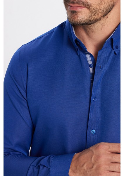 Slim Fit Dar Kesim Uzun Kol Poplin Oxford