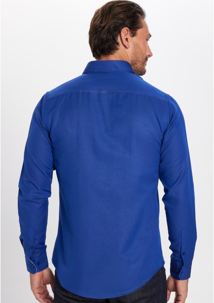 Slim Fit Dar Kesim Uzun Kol Poplin Oxford