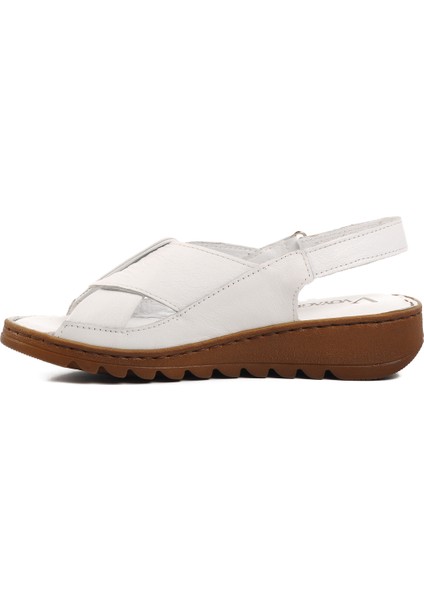 Beyaz Deri Cırtlı Kadın Sandalet Z265 Z fiyatları