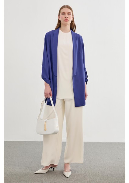 Kol Detaylı Indigo Uzun Blazer Ceket C-0059 modelleri