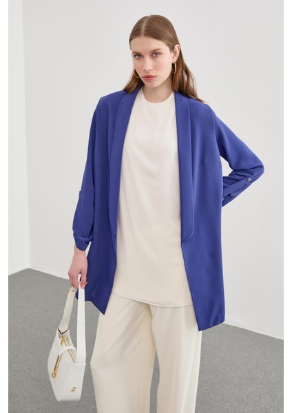 Kol Detaylı Indigo Uzun Blazer Ceket C-0059 fırsatları