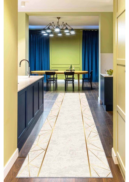 Krem Gold Kaymaz Çerçeveli Kesme Rulo Özel Ölçü Yolluk AR254