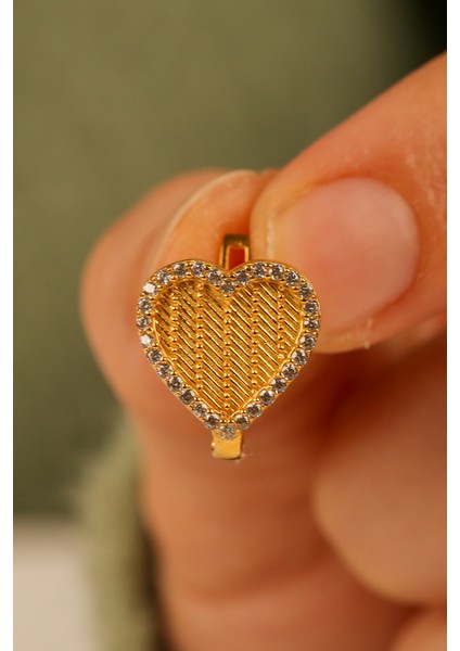 Hasır Kalpli Altın Küpe CGKKP0143 modelleri