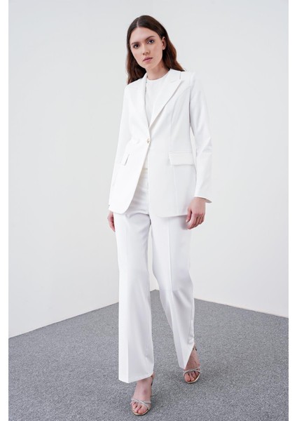 Kruvaze Yaka Tek Düğmeli Ekru Blazer Ceket C-0070 modelleri