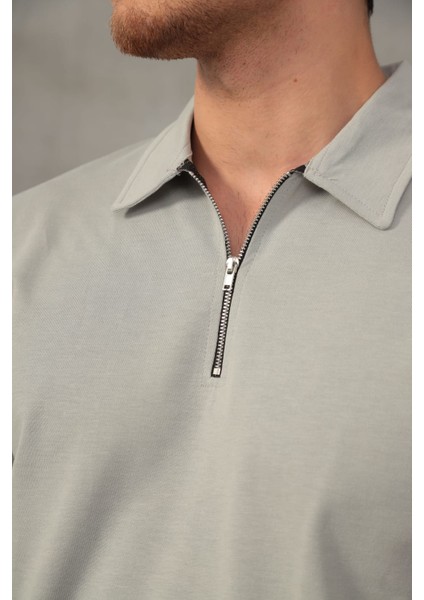 Gri Yarım Oversize Fermuarlı Erkek Şort Takımı fiyatları