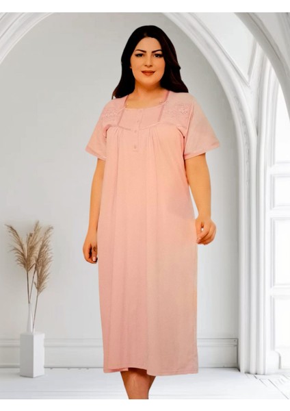 Pamuklu Kısa Kol Gecelik Anne Geceliği