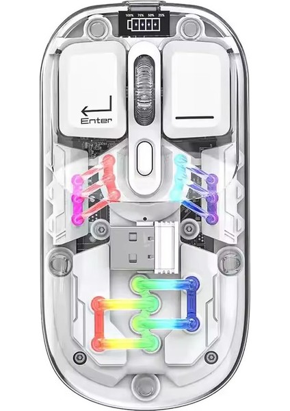 M379 Çift Bağlantılı Bluetooth Kablosuz Modlu + 2.4gh Type-C Şarjlı Gaming Mouse Beyaz