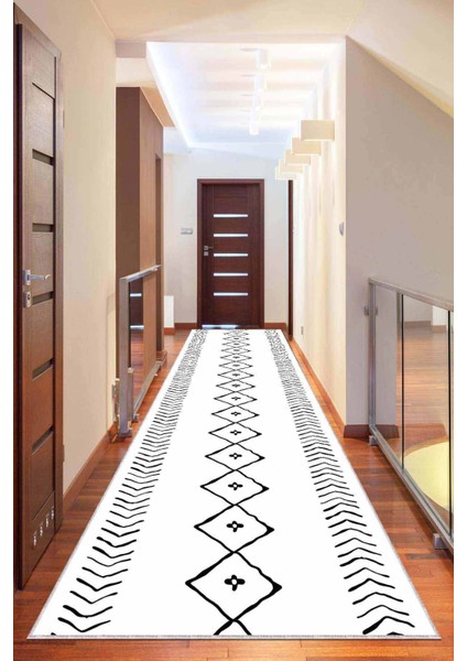 Beyaz Kaymaz Moroccan Kesme Rulo Özel Ölçülü Yolluk AR384