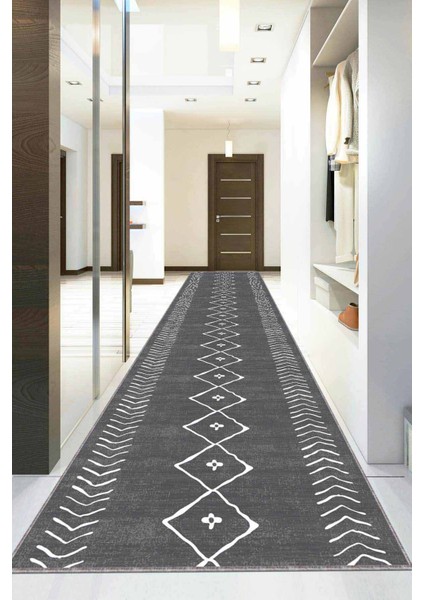 Gri Kaymaz Moroccan Kesme Rulo Halı Özel Ölçülü Yolluk AR316