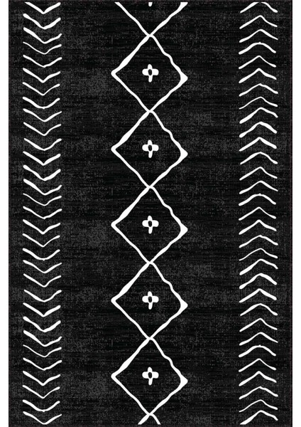 Siyah Kaymaz Moroccan Kesme Rulo Özel Ölçülü Yolluk AR315 modelleri