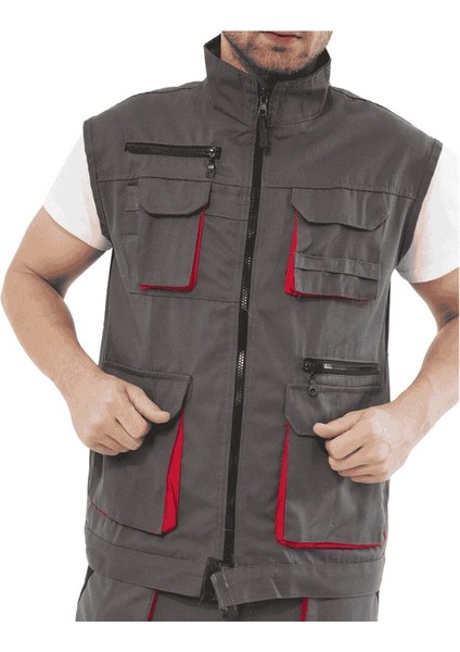 Harman Kumaş Çok Cepli Iş Yeleği Gri