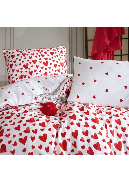 Love %100 Pamuk Çift Kişilik Biyeli Çift Taraflı Nevresim Takımı fırsatları